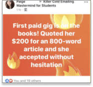 Writing Revolt facebook testimonial